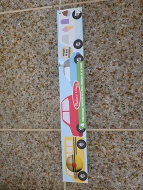 Melissa & Doug Wooden Toy Vehicles Set - Red, Yellow, Blue